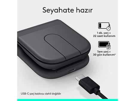 LOGITECH Mobi Fold Ultra Kompakt Katlanabilir Bluetooth Mouse Siyah 910-007604