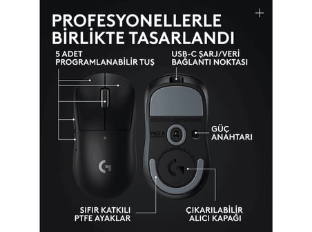 LOGITECH G Pro X Superlight 2c SE Lightspeed Kompakt Kablosuz Oyuncu Mouse Siyah