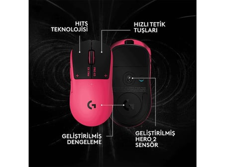 LOGITECH G Pro X3 Superstrike Kablosuz Oyuncu Mouse Pembe