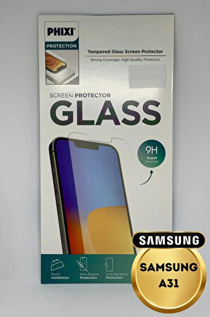 Samsung A31 Uyumlu Temperli Tam Koruma Şeffaf Cam Ekran Koruyucu