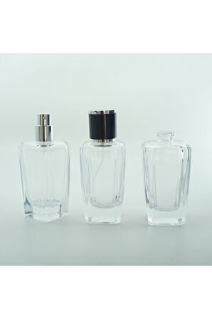 PARFÜM ŞİŞESİ 50 ML (20 ADET) KONİK PRİZMA KOLAY KAPAMA BOŞ ŞİŞE