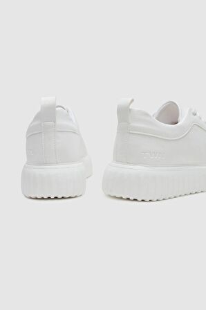 Twn Beyaz Kalın Beyaz Tabanlı Bağcıklı Sneaker Ayakkabi 3EC09ORT0381