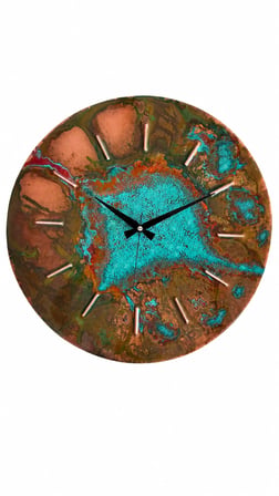 Copper Empire- Kayıp Okyanusun İzleri | El Yapımı Bakır Duvar Saati | 50 cm | 1,2 mm | Premium Dekor