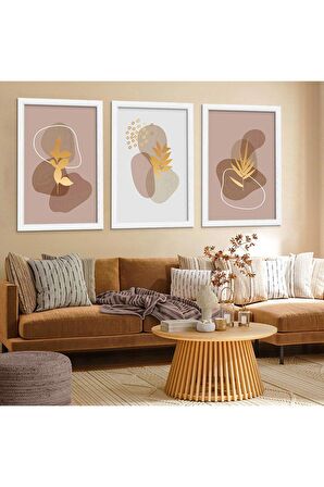 Kolaj Çizim 3'lü Kanvas Tablo