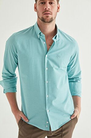 Ds Damat Slim Fit Yeşil Pötikare Gömlek 8HC02ORT10265