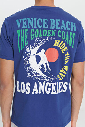 Standart Fit Normal Kesim %100 Pamuk Baskılı Bisiklet Yaka Tişört