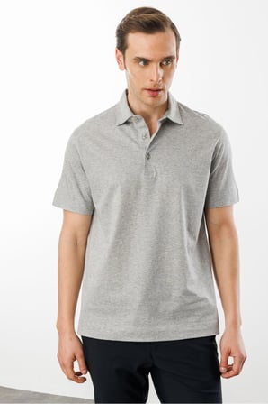 Erkek Polo Yaka Merserize T-shirt Füme