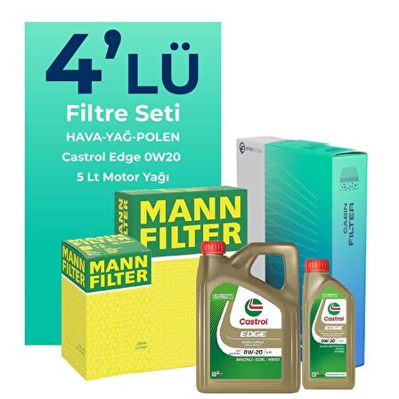 MANN Subaru XV 1.6 Filtre Bakım Seti Castrol Motor Yağlı (2012-2017) 4 Lü