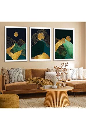 Kolaj Çizim 3'lü Kanvas Tablo