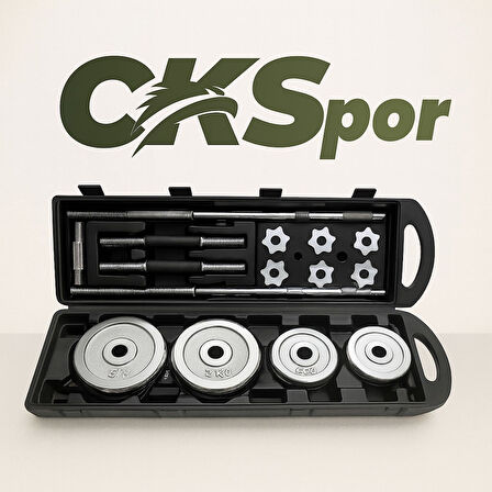 CKSpor 50 kg Çantalı Krom Dambıl Bar Ve Plaka Seti CKS132