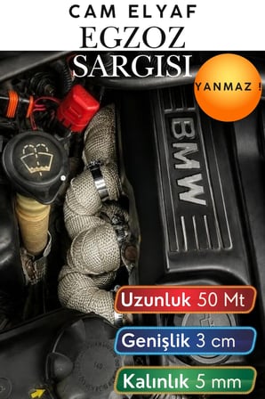50 Metre 3 cm Cam Elyaf Egzoz Sargısı Manifold Sargı Bezi Yanmaz Bant 5 mm Kalınlık Isıya Dayanıklı Yanmaz Isı Yalıtım Bandı Motorsiklet Araba Egzoz Koruma Bezi Termal Sargı