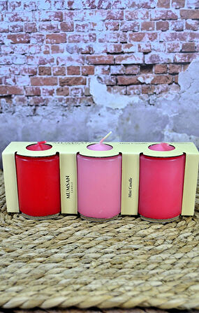 Silindir Mumu 3 lü Baton Mum 50mm Çap 70 mm Boy Gövde boya Geçişli Renkli Baton Mum (3’lü Hediyelik Set)