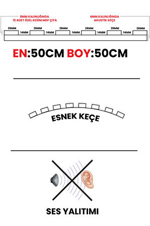 Mdf Ahşap Akustik Duvar Ve Tavan Kaplama Paneli 50 X 50 Cm - Antrasit 