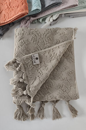 Otantik Saçaklı Bej El Havlusu - 50x90 Cm Boyutunda Şık Ve Fonksiyonel Tasarım