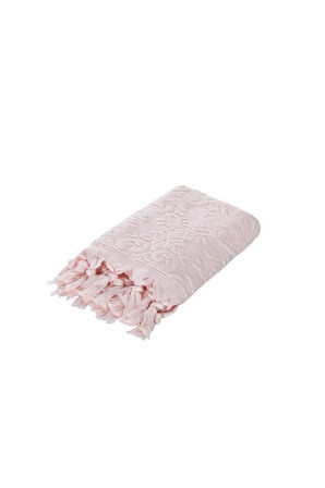 Somon Renk Otantik Saçaklı El Havlusu - Yüksek Su Emicilik - 50x90 Cm