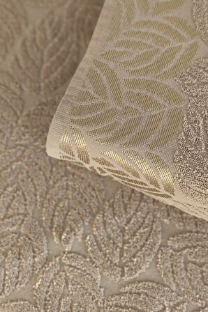 2'li Jakarlı Yaprak Desenli %100 Pamuk El Yüz Havlusu-50x90cm-Kapuçino