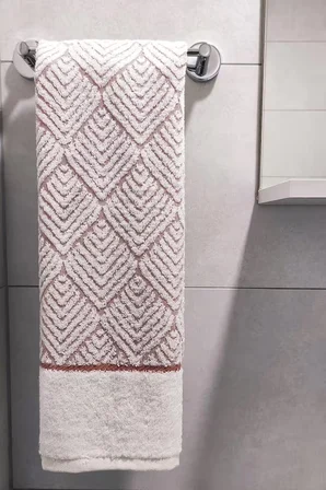 Sevim Geometrik Desenli Zemini Renkli Bambu El Havlusu - 50x90 cm - Kiremit