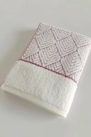 Sevim Geometrik Desenli Zemini Renkli Bambu El Havlusu - 50x90 cm - Kiremit