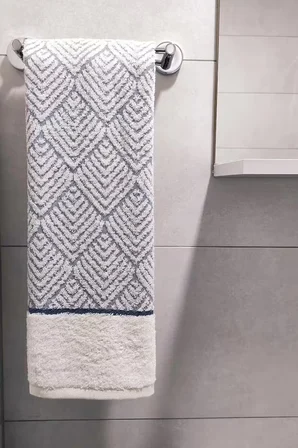 Sevim Geometrik Desenli Zemini Renkli Bambu El Havlusu - 50x90 cm - İndigo