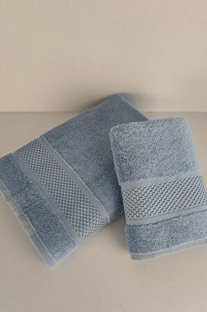 %100 Pamuk Banyo Havlu Seti-Long Twist İplik-Yüksek Su Emici ve Yumuşak-Mavi