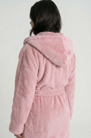 Kapüşonlu Wellsoft Sabahlık & Peluş Bornoz - Yumuşak, Polar Unisex Sabahlık-Pudra