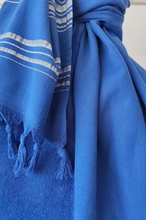 Saks Mavi Çizgili Havlu Peştemal 90x170cm - Yumuşak Ve Yüksek Su Emici - %100 Pamuk