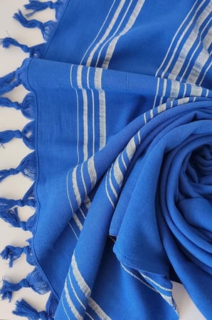 Saks Mavi Çizgili Havlu Peştemal 90x170cm - Yumuşak Ve Yüksek Su Emici - %100 Pamuk