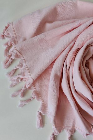 Sevim Açık Pembe Çizgili Peştamal 90x170 cm %100 Pamuk