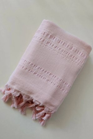 Sevim Açık Pembe Çizgili Peştamal 90x170 cm %100 Pamuk