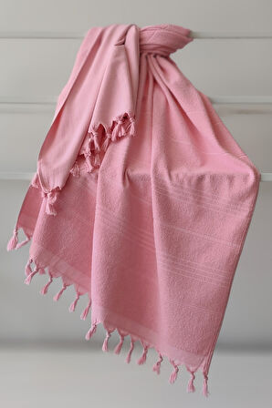 %100 Pamuk Havlu Peştemal 90x170cm - Plaj & Havuz Havlusu - Pembe