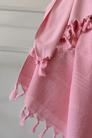 %100 Pamuk Havlu Peştemal 90x170cm - Plaj & Havuz Havlusu - Pembe
