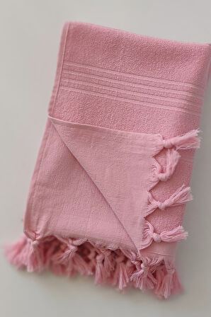 %100 Pamuk Havlu Peştemal 90x170cm - Plaj & Havuz Havlusu - Pembe