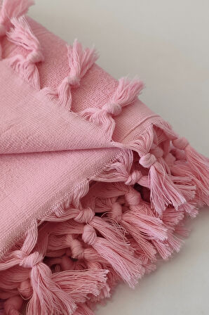 %100 Pamuk Havlu Peştemal 90x170cm - Plaj & Havuz Havlusu - Pembe