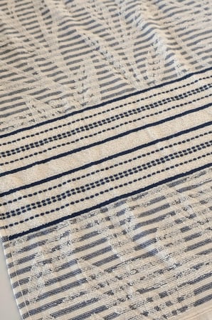%100 Pamuk Havlu Peştemal, Yaprak Jakarlı, Saçaklı Plaj ve Banyo Havlusu 90x170 cm - İndigo