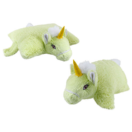 Unicorn Katlanır Yastık Peluş Yeşil