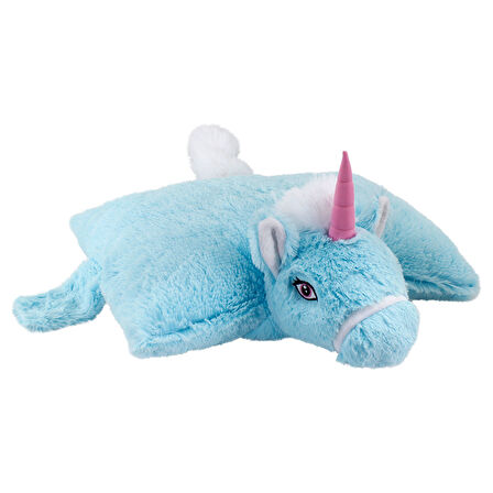 Unicorn Katlanır Yastık Peluş Mavi