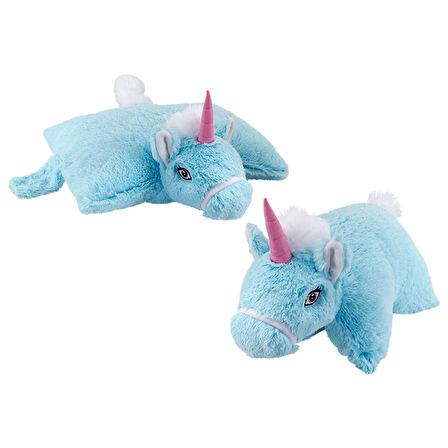 Unicorn Katlanır Yastık Peluş Mavi