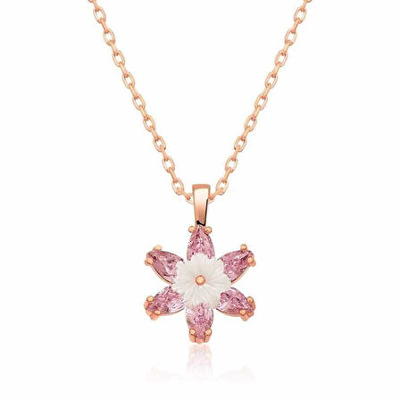 Özel Kutu ve Gümüş Bezi İle Gümüş Rose Pembe Lotus Çiçeği Kolye