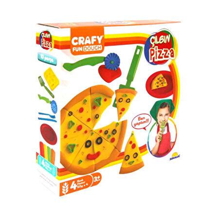 1002012 Sunman, Crafy Çılgın Pizza Oyun Hamuru Seti 200 gr