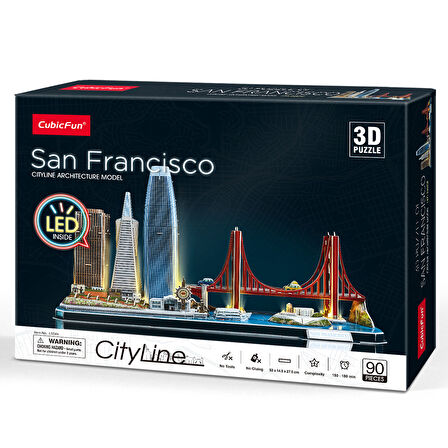 CubicFun San Francisco 3D Puzzle 90 Parça LED Işıklı