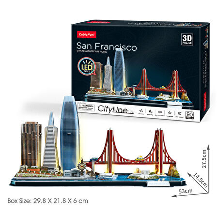 CubicFun San Francisco 3D Puzzle 90 Parça LED Işıklı