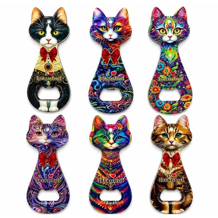 Kedi Tasarımı İstanbul Temalı Buzdolapı Süsü Magnet Alk5408