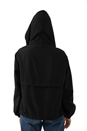 Kadın Taba Su Geçirmez Ve Rüzgara Dayanıklı Kapüşonlu Cepli Çıt Çıtlı Mevsimlik Yağmurluk