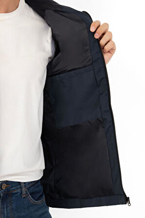 Erkek Taba Astarlı Kanguru Cepli Su ve Rüzgar Geçirmez Kapüşonlu Cepli Yağmurluk