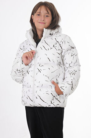 Kız Çocuk Çıkabilir Kapüşonlu Su ve Rüzgar Geçirmez Cepli Kışlık Şişme Mont & Kaban & Parka