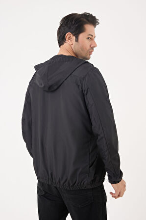 Erkek Kapüşonlu Su ve Rüzgar Geçirmez Cepli Astarlı Oversize Yağmurluk