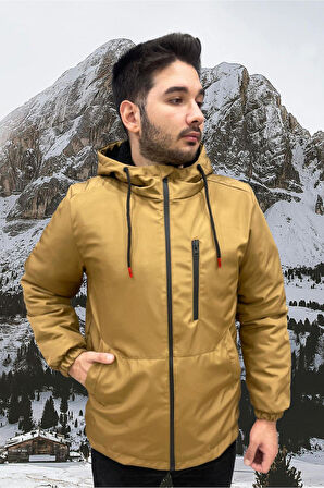 Erkek Kürklü Su Ve Rüzgar Geçirmez Kapüşonlu Kışlık Mont & Kaban & Parka