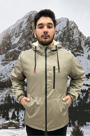 Erkek Kürklü Su Ve Rüzgar Geçirmez Kapüşonlu Kışlık Mont & Kaban & Parka