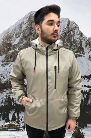 Erkek Kürklü Su Ve Rüzgar Geçirmez Kapüşonlu Kışlık Mont & Kaban & Parka