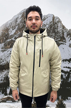 Erkek Kürklü Su Ve Rüzgar Geçirmez Kapüşonlu Kışlık Mont & Kaban & Parka